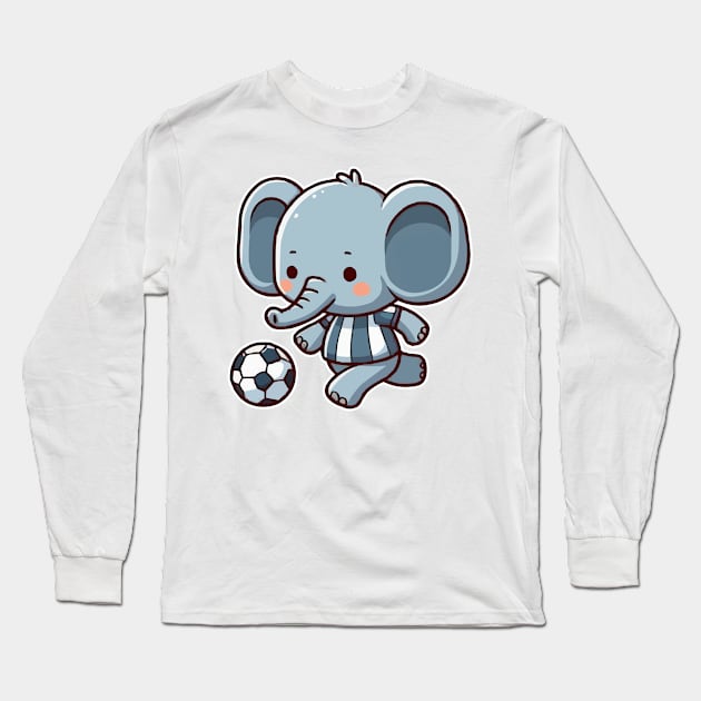 Funny elephant Play Soccer Long Sleeve T-Shirt by fikriamrullah